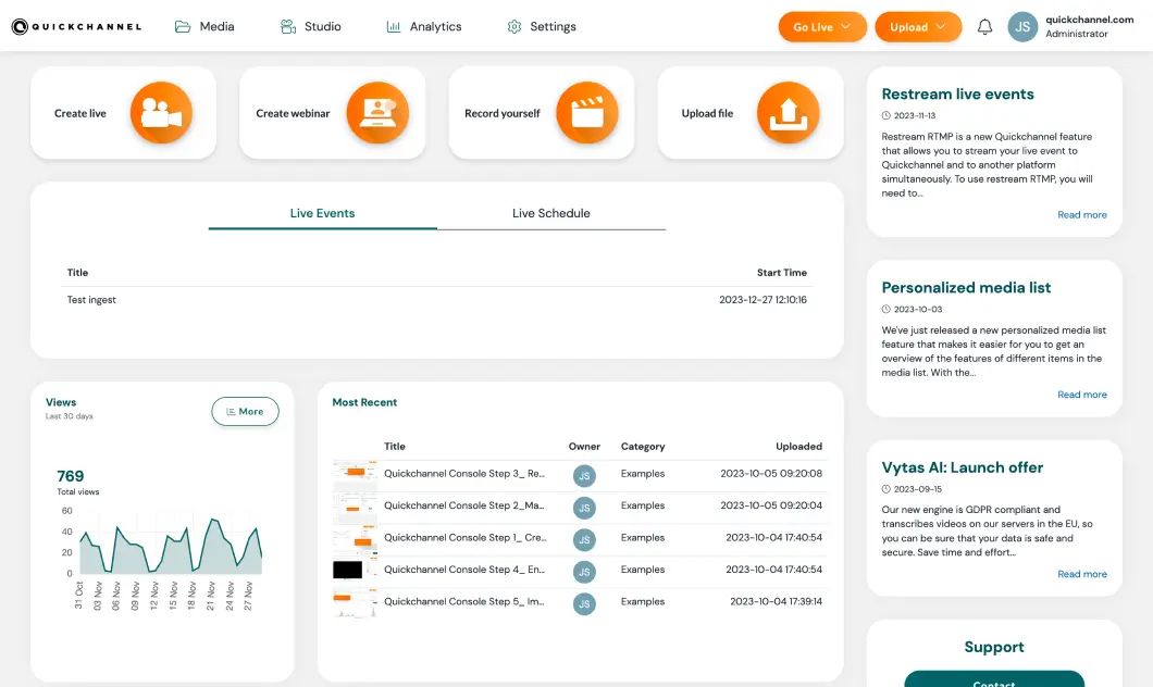 End-to-end-video-plattform