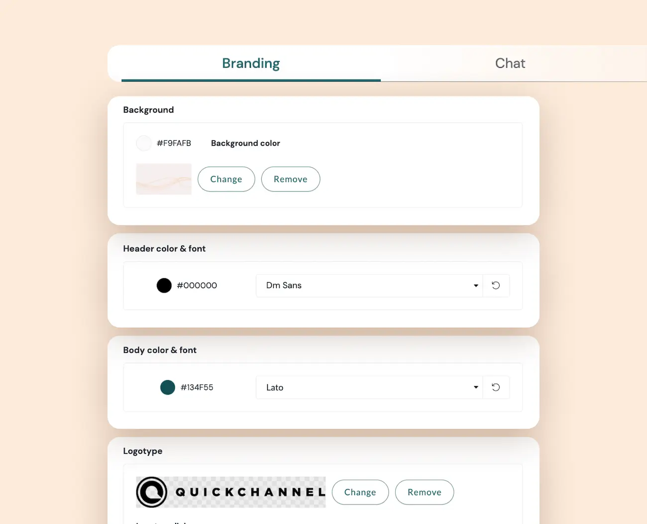 customizable branding quickchannel