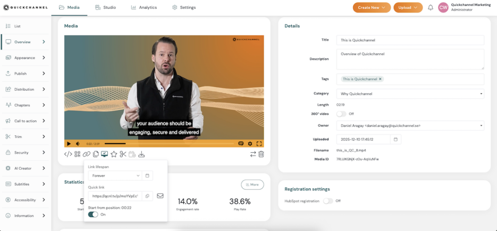 Quickchannel quicklink feature